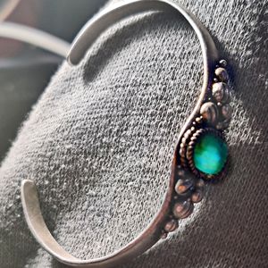 Solid Sterling 925 Natural Untreated Colombian Emerald Bangle Bracelet